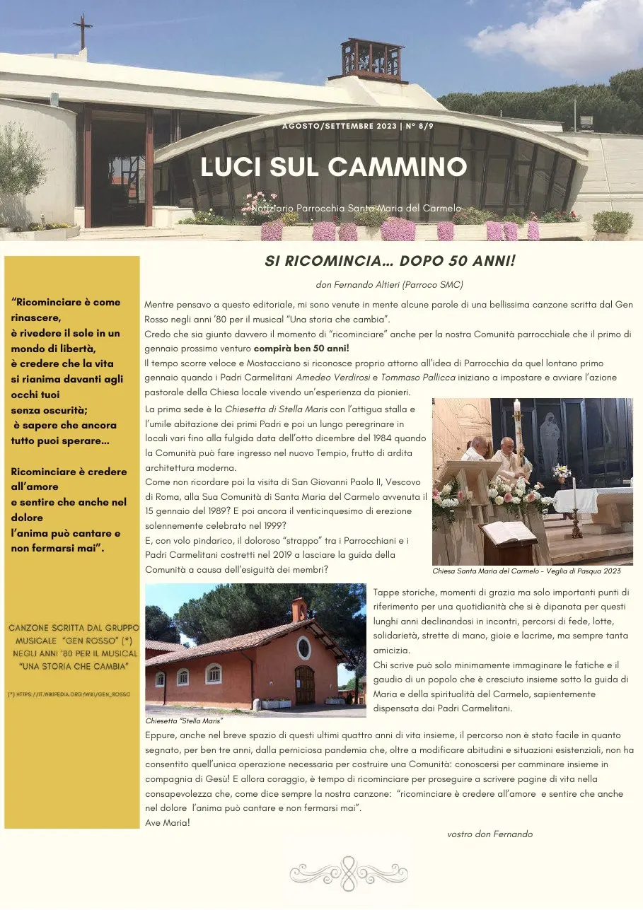 Copertina di Luci sul cammino n. 8 e 9/2023