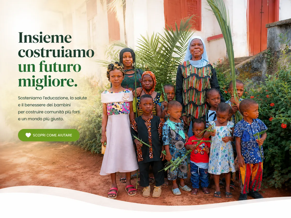 Grafica del progetto «Insieme costruiamo un futuro migliore» con i bambini della missione in Nigeria